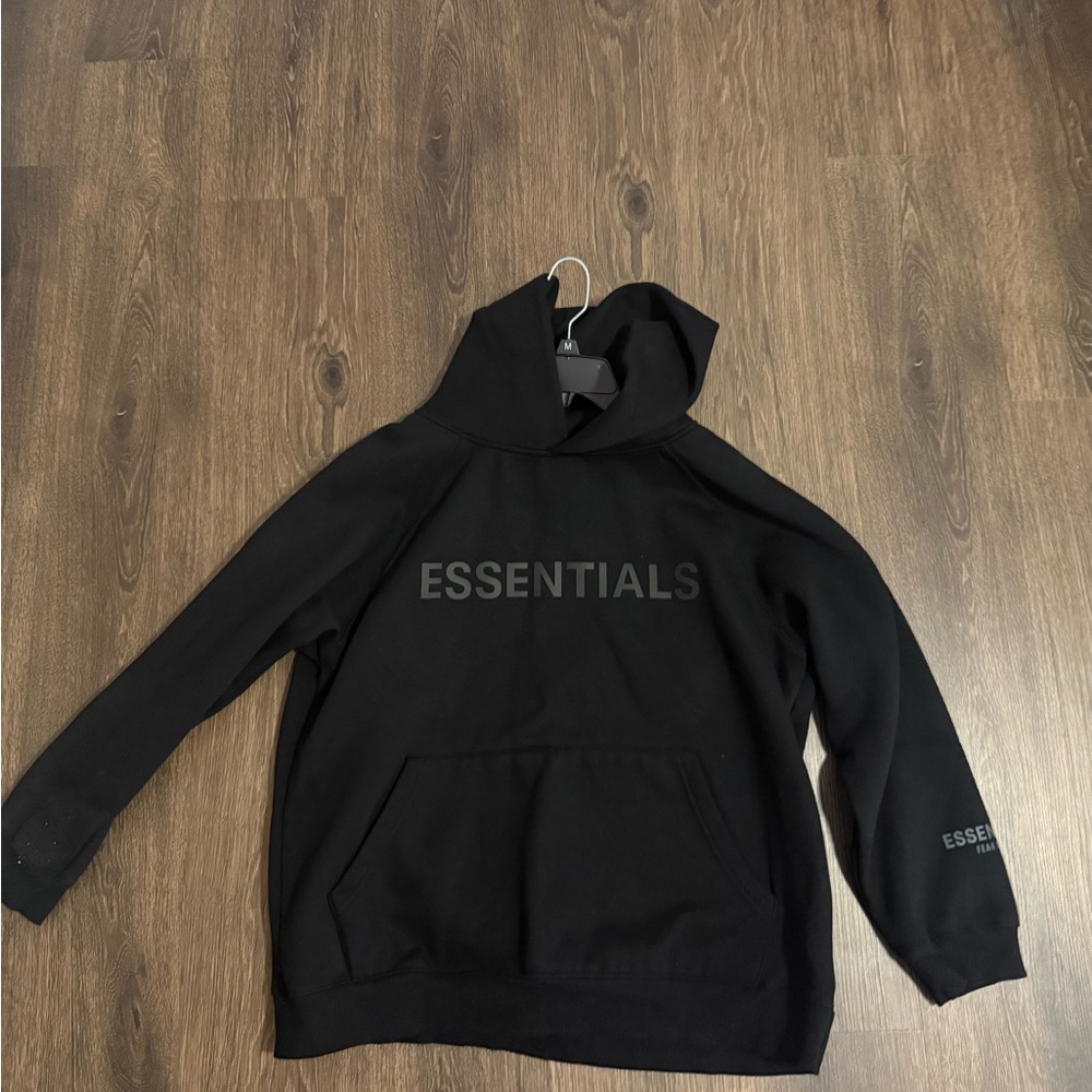 Essentials Black Logo Hoodie